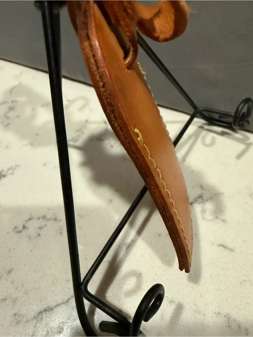 Louis Vuitton Tan Leather Luggage Tag with Stitch Detailing